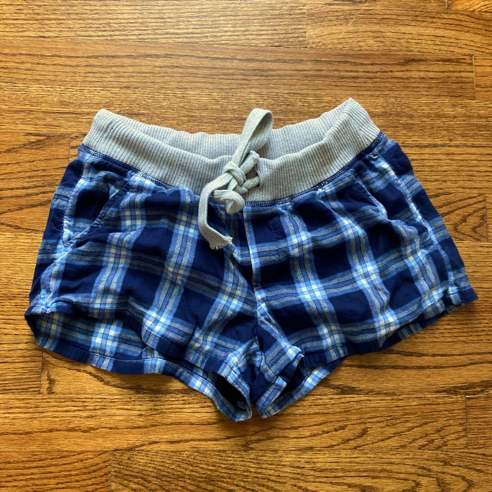Aerie blue grey plaid lounge pajama shorts